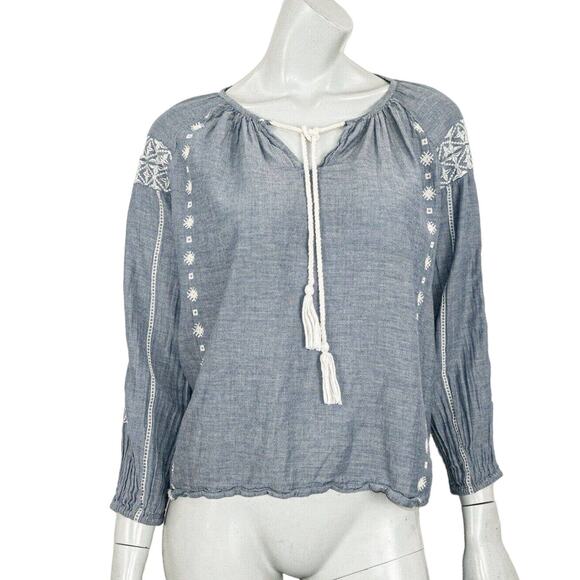 Roberta Roller Rabbit Cotton Chambray Boho top Size Small - Picture 10 of 10